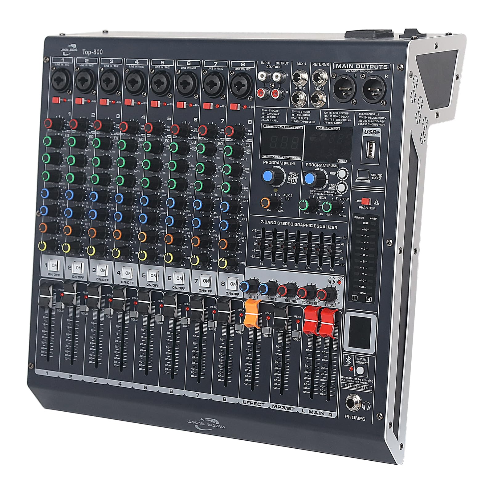 Amazon.com: Jindaaudio Audio Mixer 8 Channel, DJ Mixer Board with